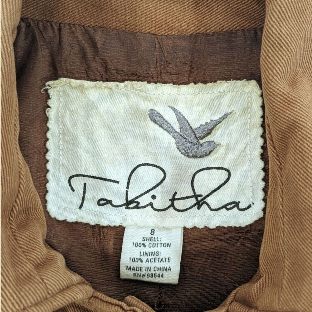 Tabitha Anthropologie Brown Ruffle Utility Jacket Belted Cotton Twill Size 8 - Picture 6 of 6